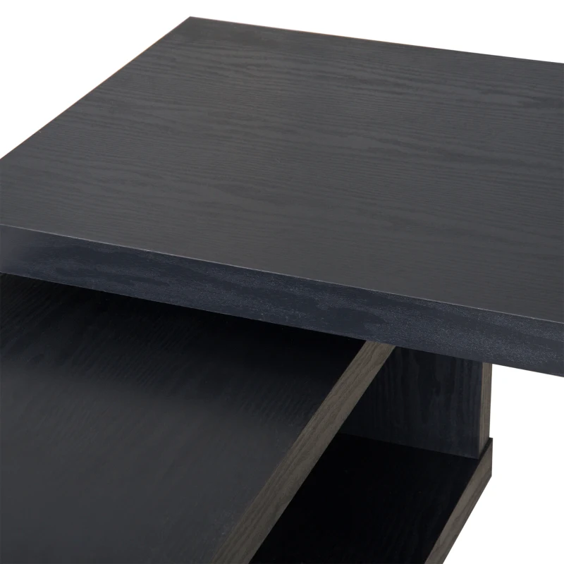 HOMCOM Pivoting Hollow Core Wood Computer Desk Storage Display Shelf Bookshelf Divider Black