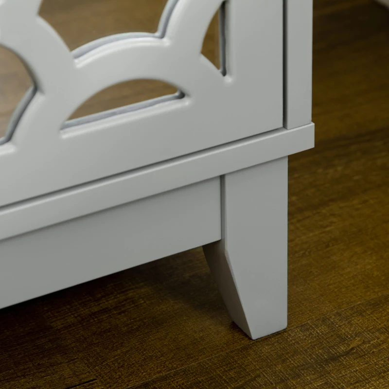 HOMCOM Modern Bedside Table, Side End Table with Drawers and Front Mirror, 15.4"x14.4"x23.6", Gray