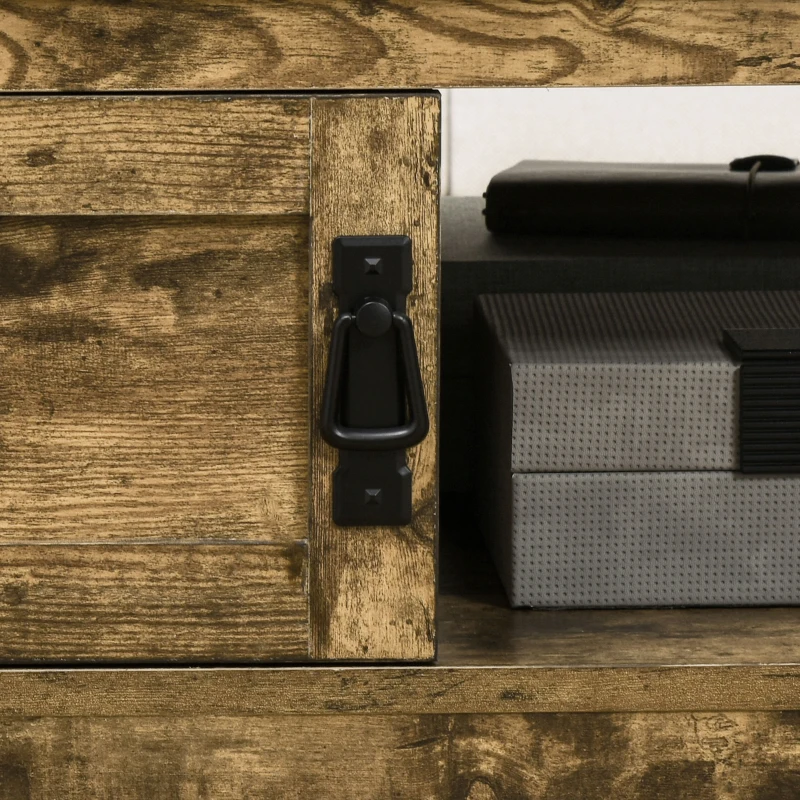 HOMCOM Coffee Table, Vintage Style Center Table with Cabinet, Open Storage Compartments, Coffee Tables for Living Room, Bed Room, Brown