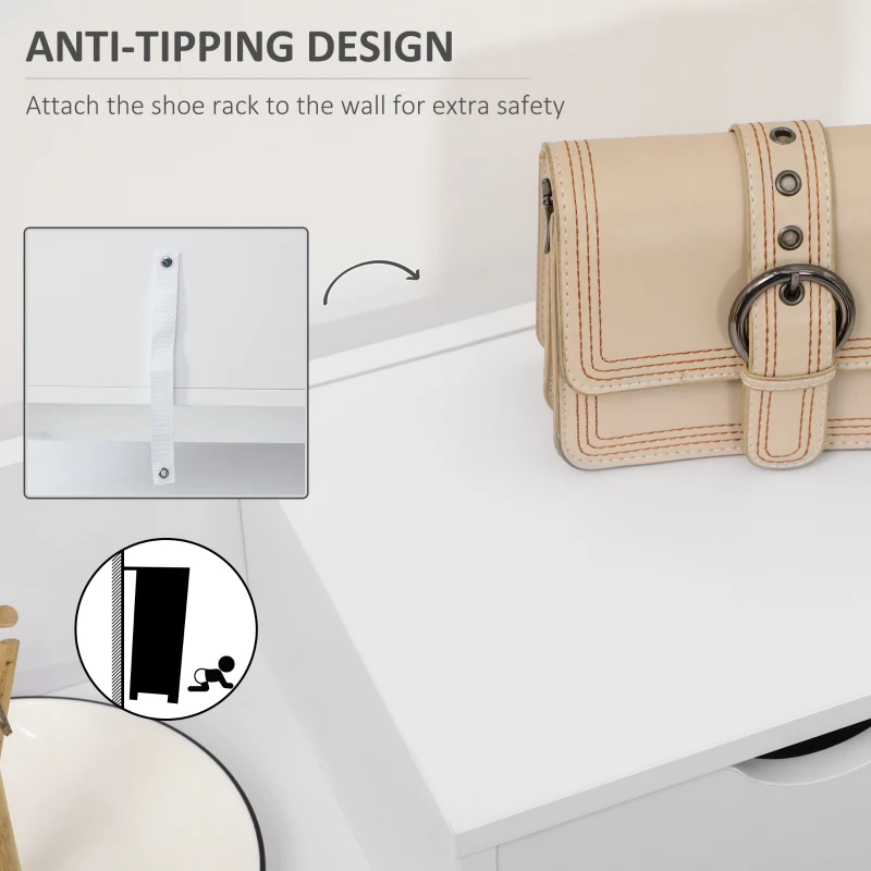 HOMCOM 7-Tier Shoe Rack, Shoe Storage Organizer with Drawer and 11 Open Shelves for 17 Pairs of Shoes, Space Saving Shoe Shelf for Hallway and Living Room, White