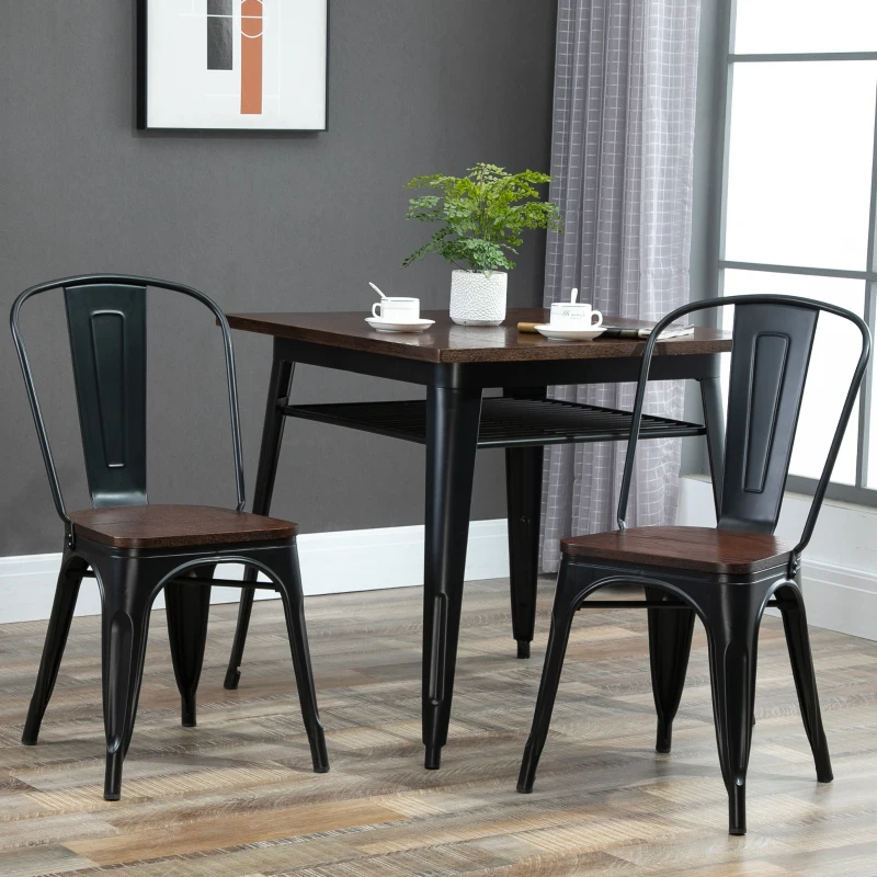 HOMCOM Industrial Dining Table Bar Table with Grid Storage Shelf, Pub Desk with Metal Frame for Living Room, Kitchen, Bedroom