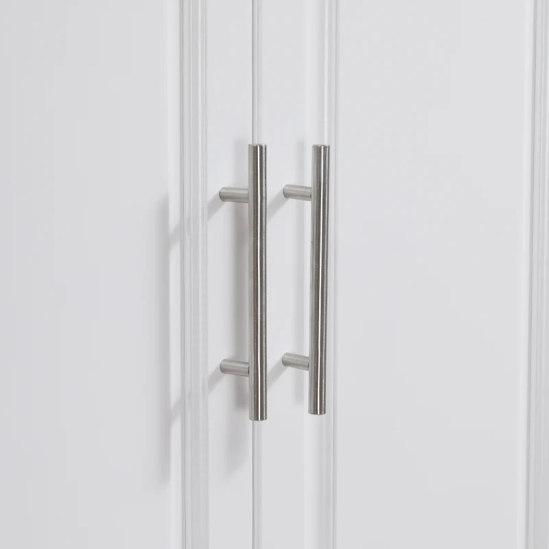 HOMCOM Rolling Kitchen Island on Wheels, Storage Cart with Stainless Steel Top, White