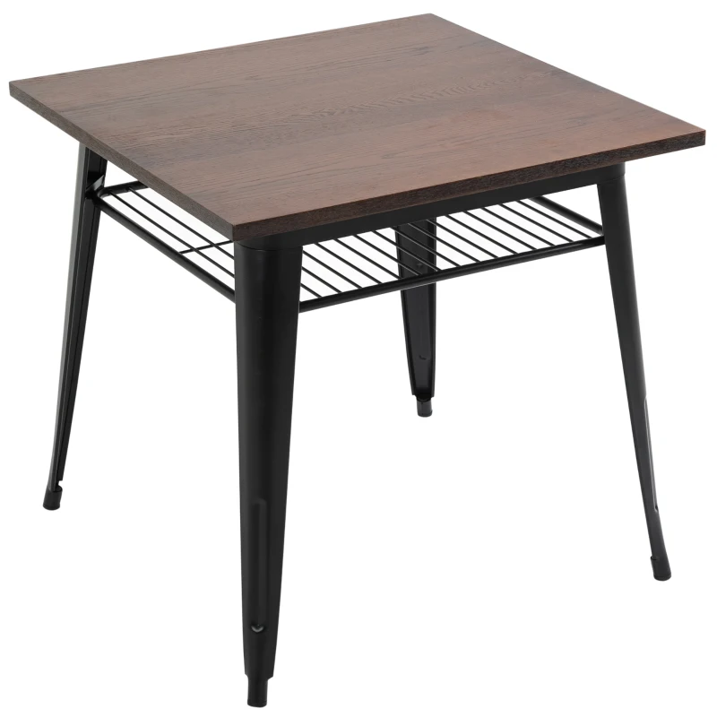 HOMCOM Industrial Dining Table Bar Table with Grid Storage Shelf, Pub Desk with Metal Frame for Living Room, Kitchen, Bedroom