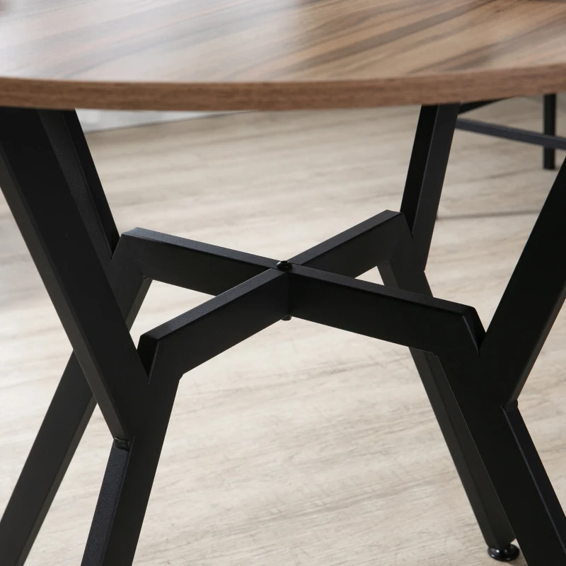 HOMCOM 5 Pieces Diner Tables Industrial Dining Room Sets for 4 People with Round Table Padded Seat and Steel Frame Brown