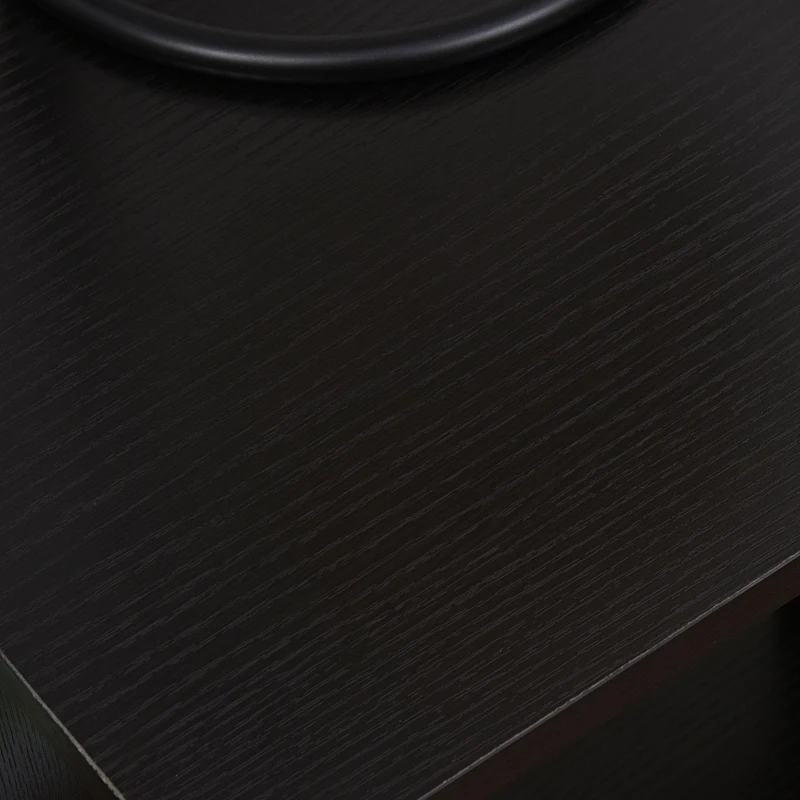 HOMCOM Nightstand, Bedside Table with Storage Shelves, Side End Table with Steel Legs for Bedroom, Black