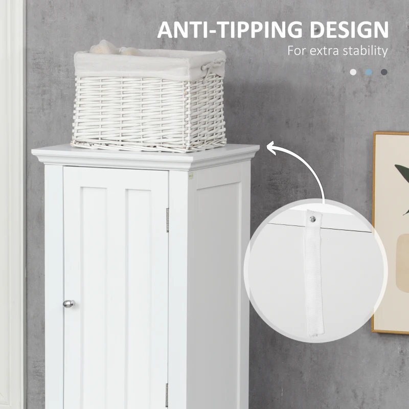 kleankin Bathroom Cabinet, Freestanding Linen Cabinet with Open Shelves, 13.8" x 11.8" x 62.4", White