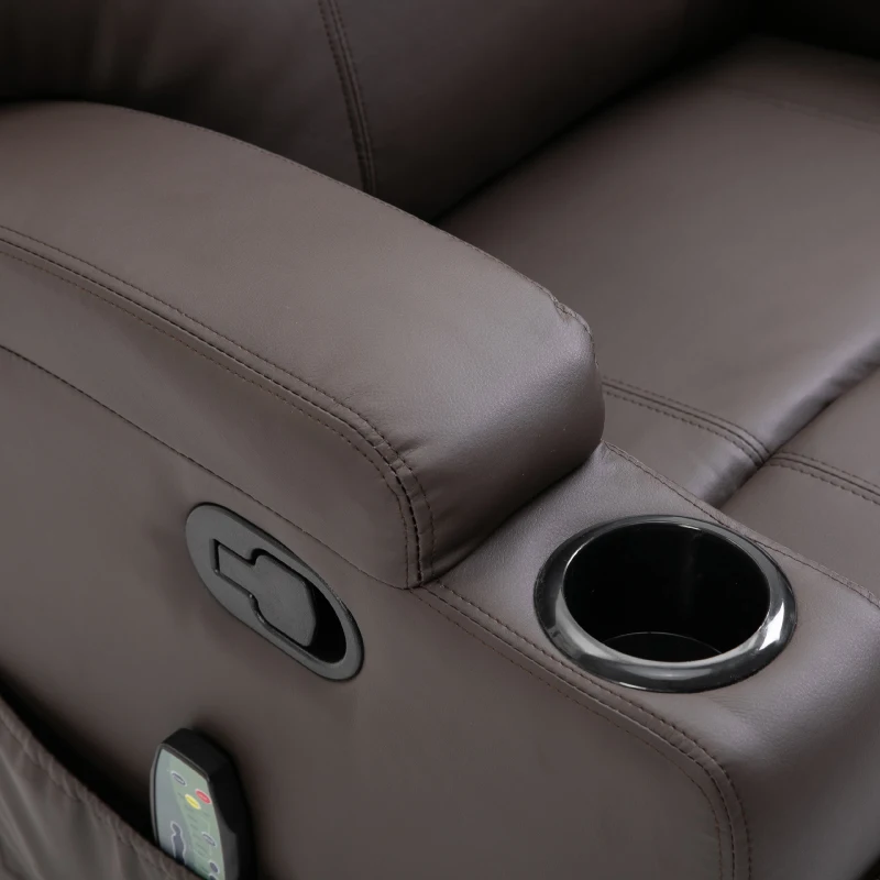 HOMCOM Luxury Electronic Massage Sofa Leather Adjustable Recliner Chair Armchair Lounge (Brown)