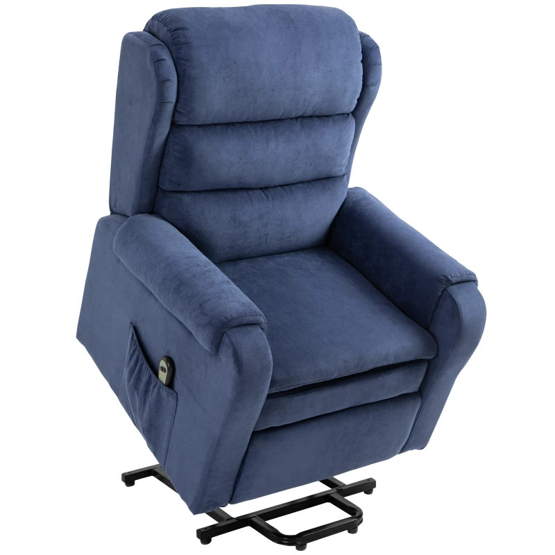 HOMCOM Electric Power Lift Recliner Velvet-Touch Fabric Chair with Remote Control for Elderly With Footrest, Reinforced Heavy Duty Reclining Mechanism, Living Room