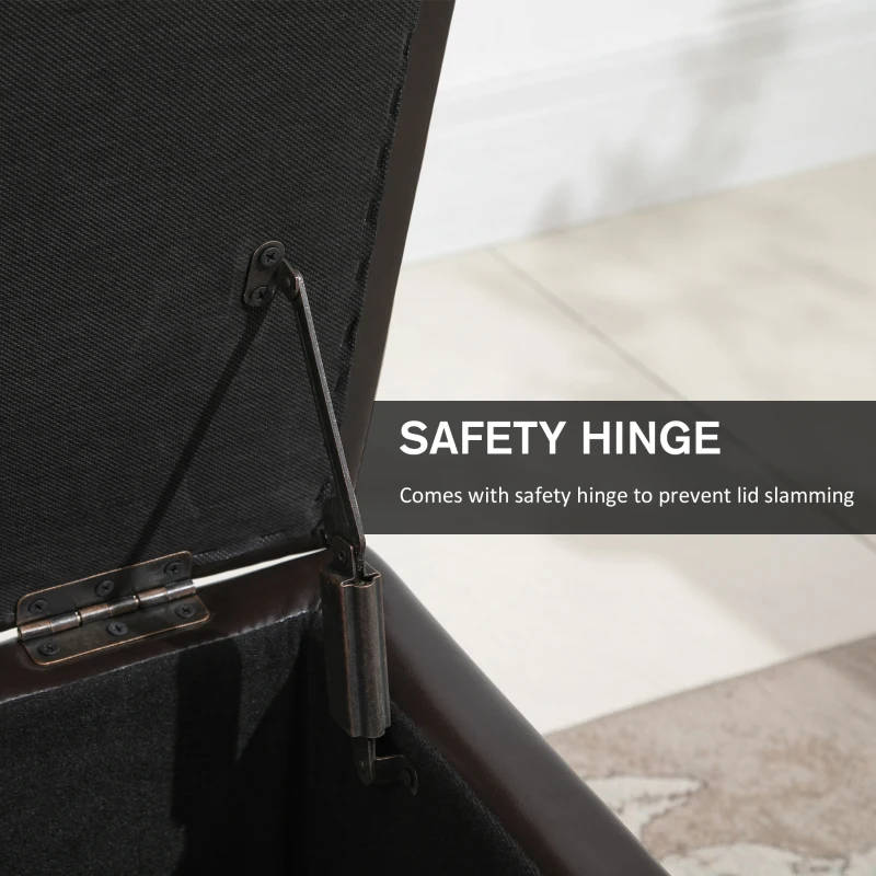 HOMCOM  Faux PU Leather Tufted Storage Ottoman Upholstered Accent Bench Seat Cube Storage Box Footrest Stool