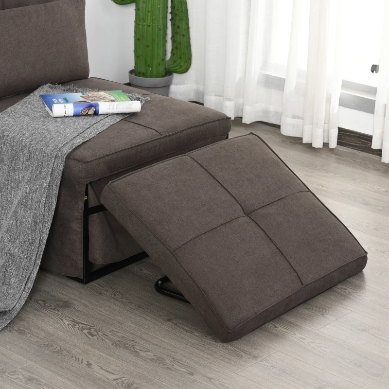 HOMCOM Sofa Bed, Convertible Chair 4 in 1 Multi-Function Folding Ottoman Modern Linen Guest Bed with Adjustable Sleeper for Small Room Apartment