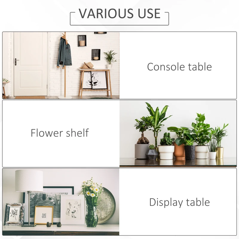 HOMCOM Industrial Style Entryway Console Table Desk with Drawers, Toughened Glass Shelf, 3D Wood Grain