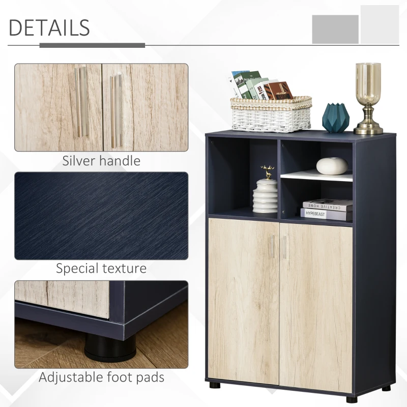 HOMCOM Multifunctional Bookcase with Doors Display Shelves Storage Cabinet for Books, Photos, Decorations, Home Office