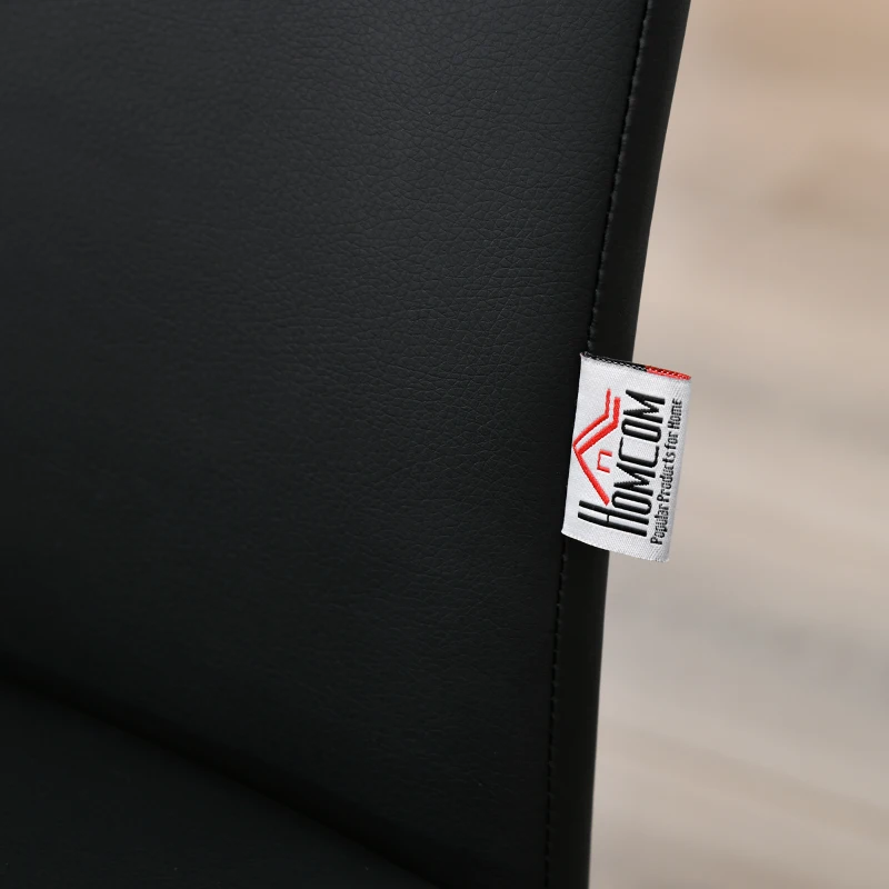 HOMCOM Set of 2 Dining Chairs High Back PU Leather Upholstered Accent Chairs for Kitchen Living Room with Cantilever Steel Frame, Black