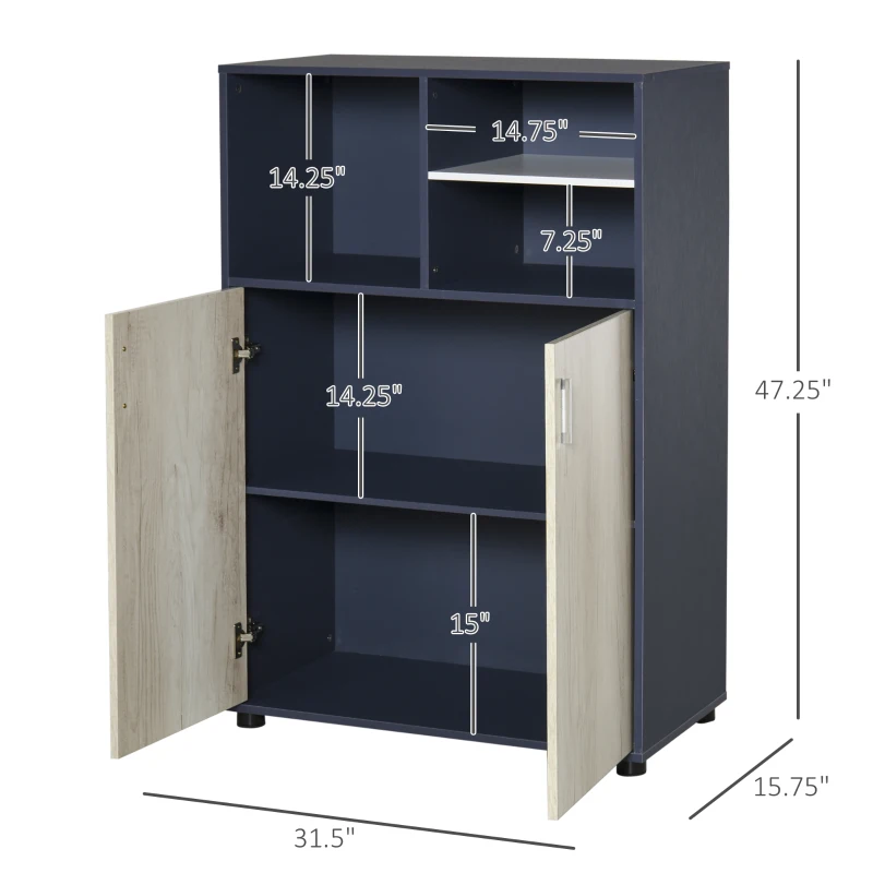 HOMCOM Multifunctional Bookcase with Doors Display Shelves Storage Cabinet for Books, Photos, Decorations, Home Office