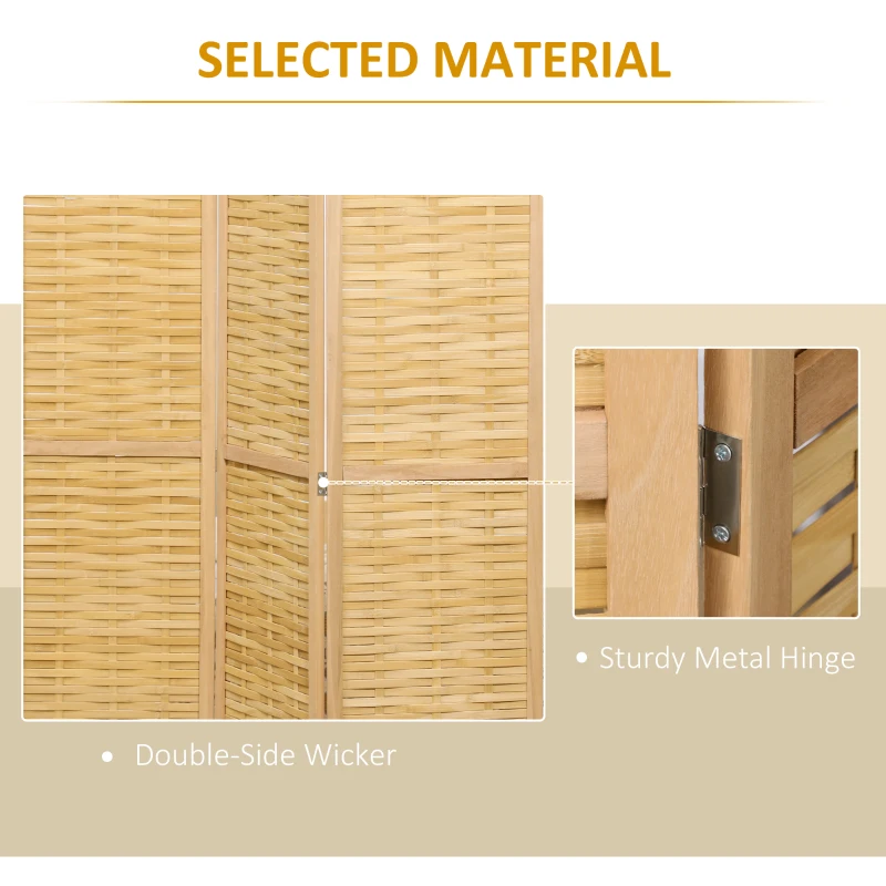 HOMCOM Hand Woven Room Divider, 4 Panel Bamboo Folding Privacy Screen for Home Office, 47.25"x67"x0.75", Natural