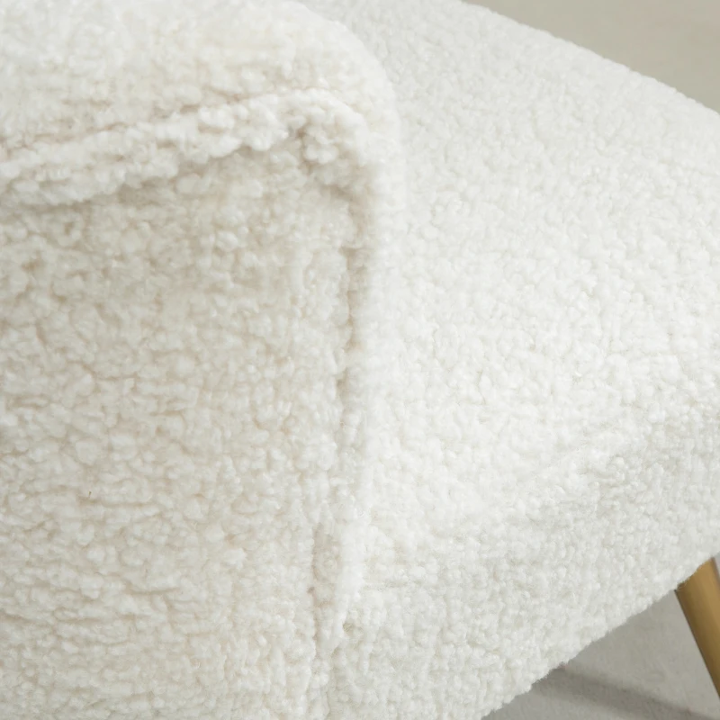 HOMCOM Lounge Chair for Bedroom Living Room Chair with Soft Upholstery and Gold Legs White