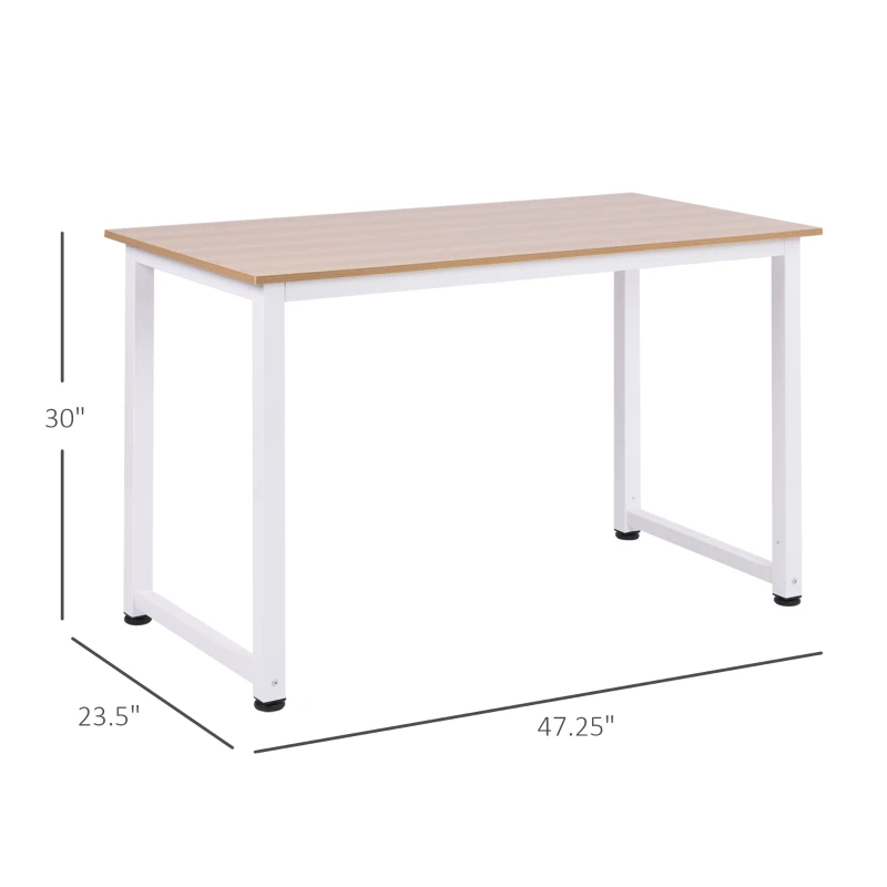 HOMCOM 47.25" Computer Desk PC Writing Table Home Office Study Workstation, Oak Beige White