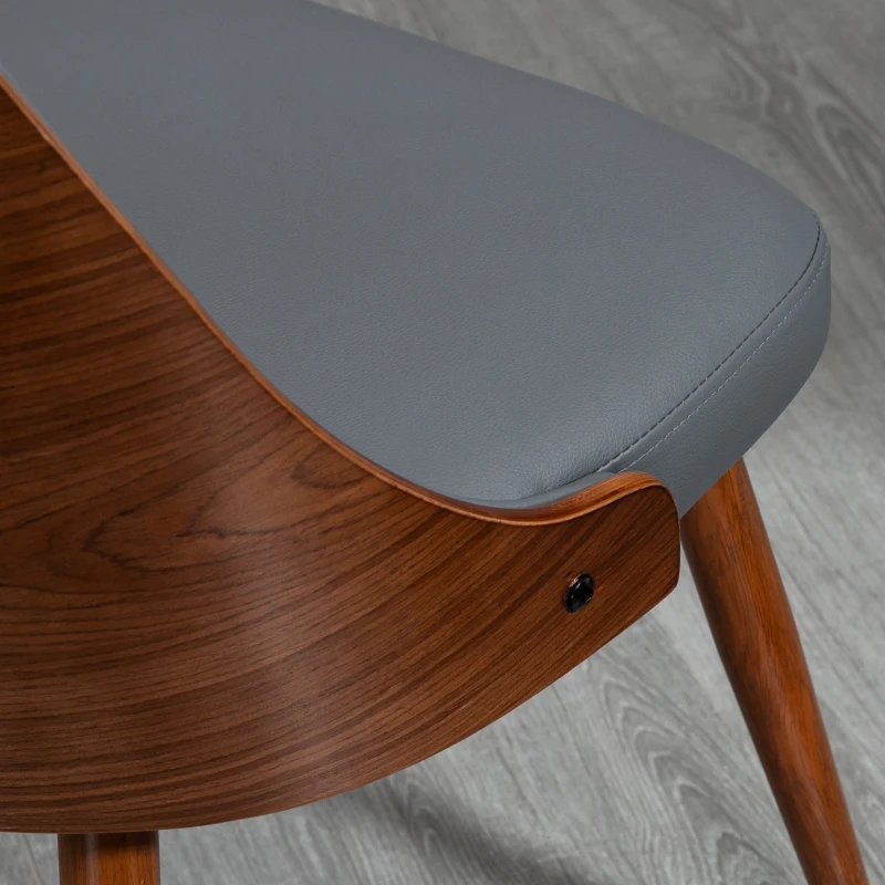 HOMCOM Dining Chairs Set of 2, Tufted Kitchen Chairs, PU Leather Upholstered Seats and Steel Legs for Dining Room, Grey