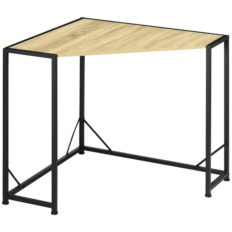 HOMCOM Corner Desk, Computer Writing Desk with Metal Frame for Small Spaces, Home Office, Natural