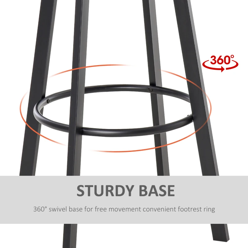 HOMCOM 3 Pieces Bar Table Set w/ 2 Stools Heavy Duty Steel Pub Dining Desk Chairs Industrial Metal Design Bistro Set Height Adjustable