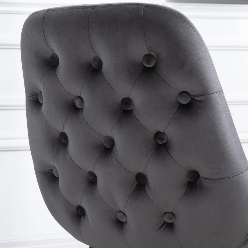 HOMCOM Mid-Century Upholstered Dining Chair Velvet-Touch Fabric Tufted Accent Chair with Metal Legs for Kitchen