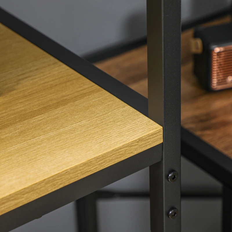 HOMCOM 4-tier Storage Shelving Unit with 2 Fabric Drawers, Modern Bookshelf with Open Shelves for Living Room, Home Office, Bedroom, Oak