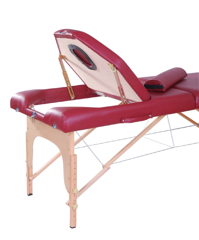 Soozier 91-Inch 3-Section Portable Massage Table with Carrying Bag, 3-Inch Thick, Rose Red