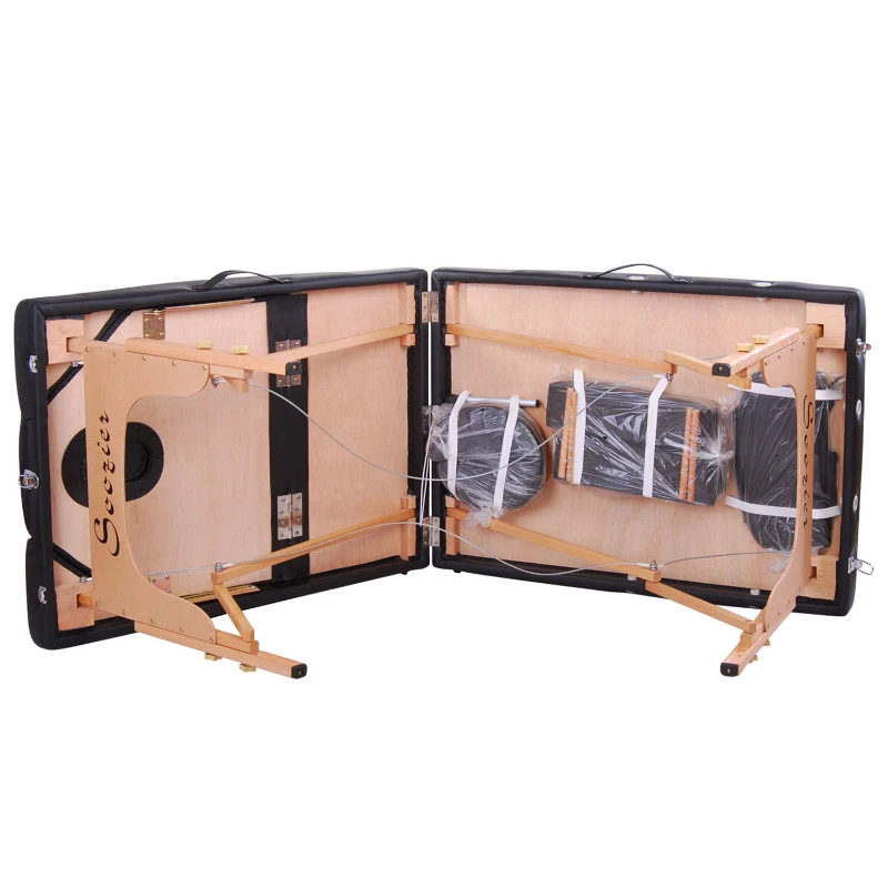 HOMCOM 91" 3 Section 4" Pad Foldable Massage Table Spa Facial Couch Bed w/ Carry Case Black