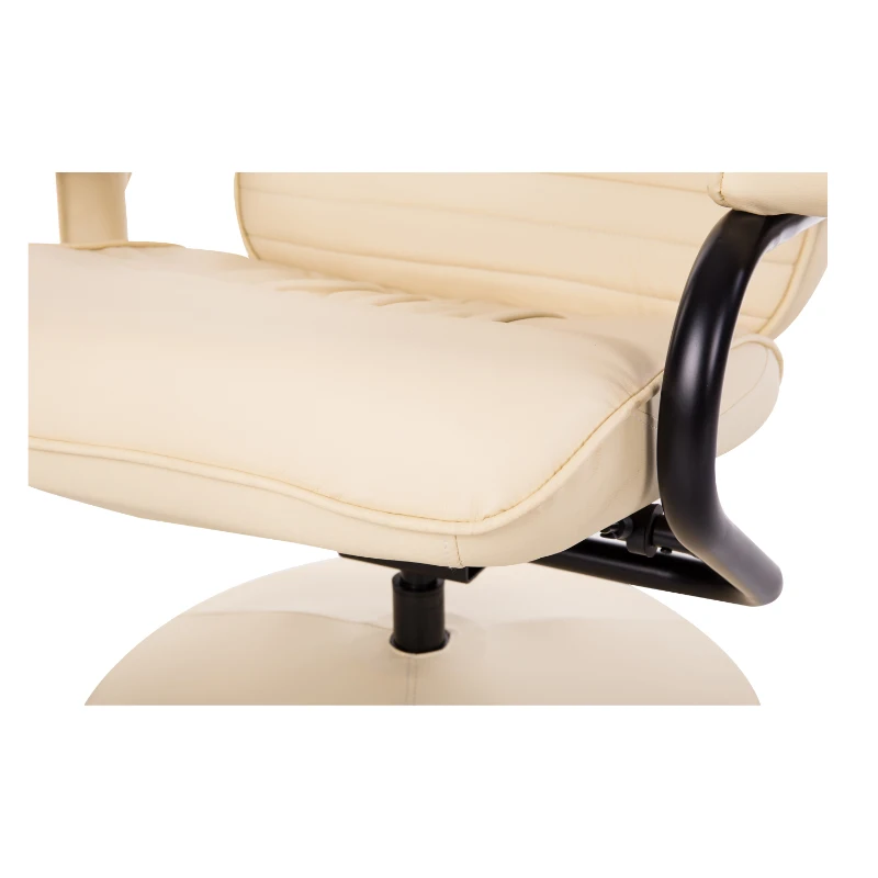 HOMCOM Massage Recliner Ottoman Set Electronic Swivel Armchair with Wrapped Base and Matched Footrest 10 Vibration Modes Beige