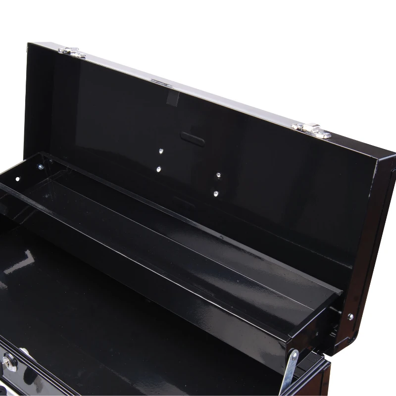 HOMCOM 3-Drawer Tool Storage Chest Steel Tool Box Organizer Portable Garage Tool Cabinet Toolbox w/ Handle Black