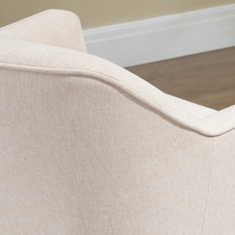 HOMCOM Fabric Armchair, Modern Accent Chair with Metal Legs for Living Room, Bedroom, Home Office, Cream White