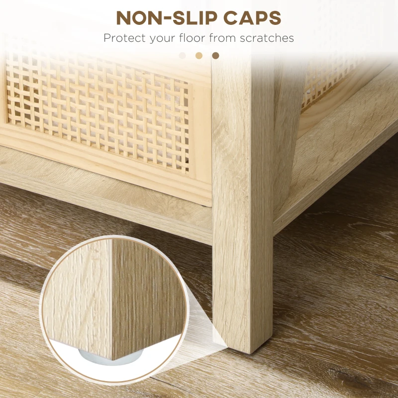 HOMCOM Farmhouse Side Table with Storage, Rustic End Table with Bottom Shelf for Bedroom, Living Room, Oak