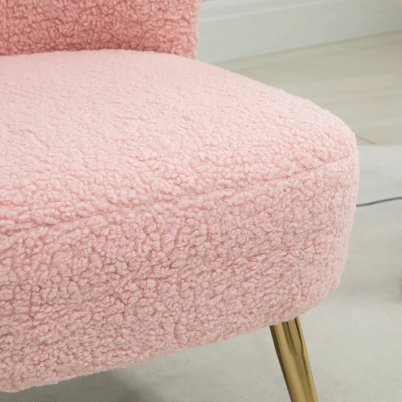 HOMCOM Lounge Chair for Bedroom Living Room Chair with Soft Upholstery and Gold Legs Pink