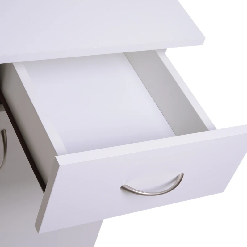 HOMCOM Computer Desk Writing Table Laptop PC Workstation with Storage Shelves Drawer Keyboard Tray Home Office White