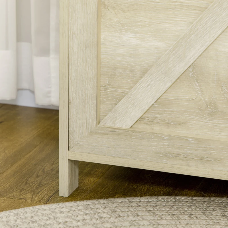 HOMCOM Storage Trunk Box Organizer with Farmhouse Panel Safety Hinge to Open Up 100° Natural