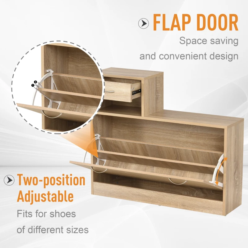 HOMCOM 3-in-1 Coat Rack Set, Entryway Bench Organizer Shoes Cabinet Storage Shelf Mirrored with 6 Hooks Coat Rack, For Hallway Entrance Use, Wood