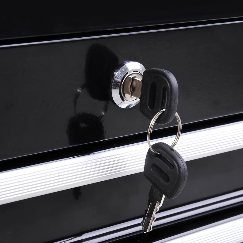 HOMCOM Tool Chest 4 Drawer Storage Toolbox Top Compartment Lockable Organizer Portable Garage Black