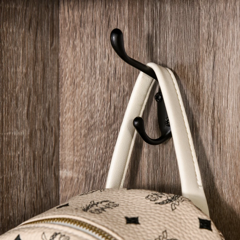 HOMCOM Coat Rack Wooden Hall Tree Storage Organizer Shoe Bench with Rack 3 Hooks for Hallway Foyer Bedroom Living Room Brown