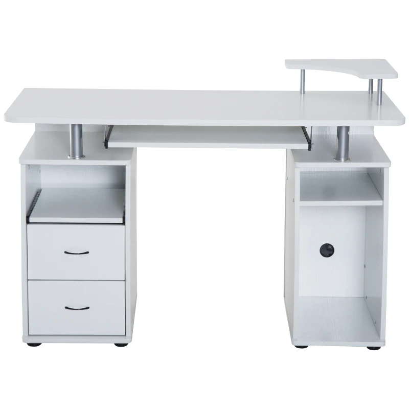 HOMCOM Computer Table Desk PC Desktop Drawer Home Office Furniture White