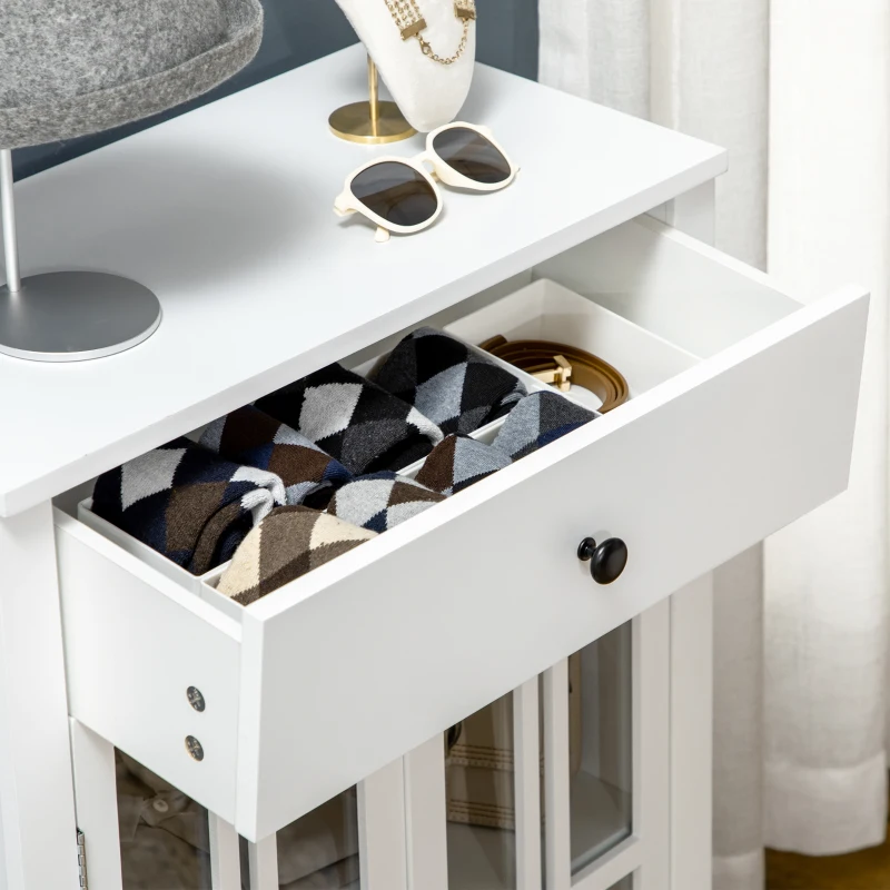 HOMCOM Kitchen Cabinet, Storage Cabinet, Sideboard Buffet Cabinet with Double Glass Doors for Kitchen, Dining Room, White