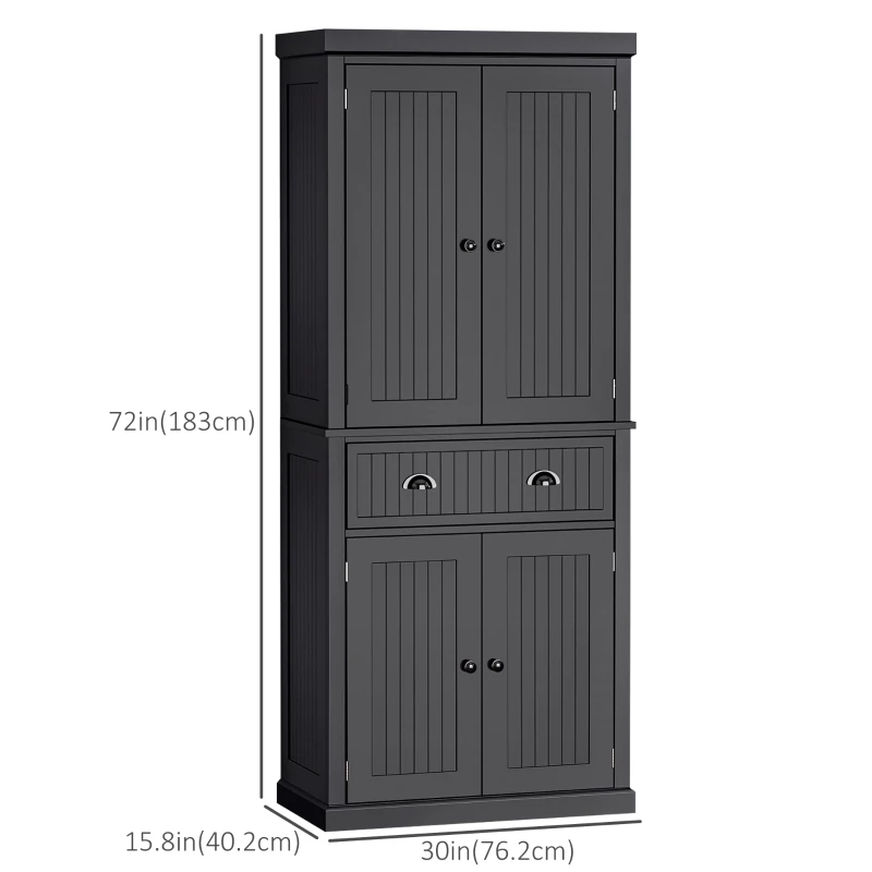 HOMCOM Tall Colonial Style Free Standing Kitchen Pantry Storage Cabinet