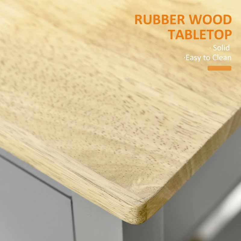 HOMCOM Rolling Kitchen Cart, Utility Storage Cart with Drawer, 2 Slatted Shelves and Towel Rack for Dining Room, Grey