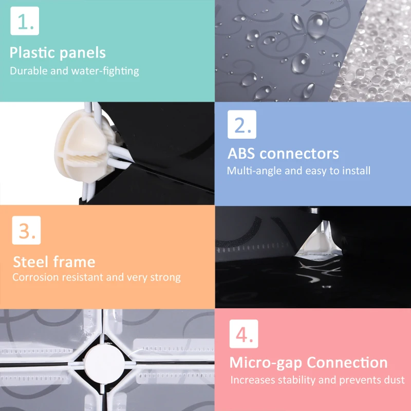 HOMCOM Cube Storage Organizer, 16-Cube Panels Closet Organizer, Modular Storage Cabinet for Bedroom, Black and White