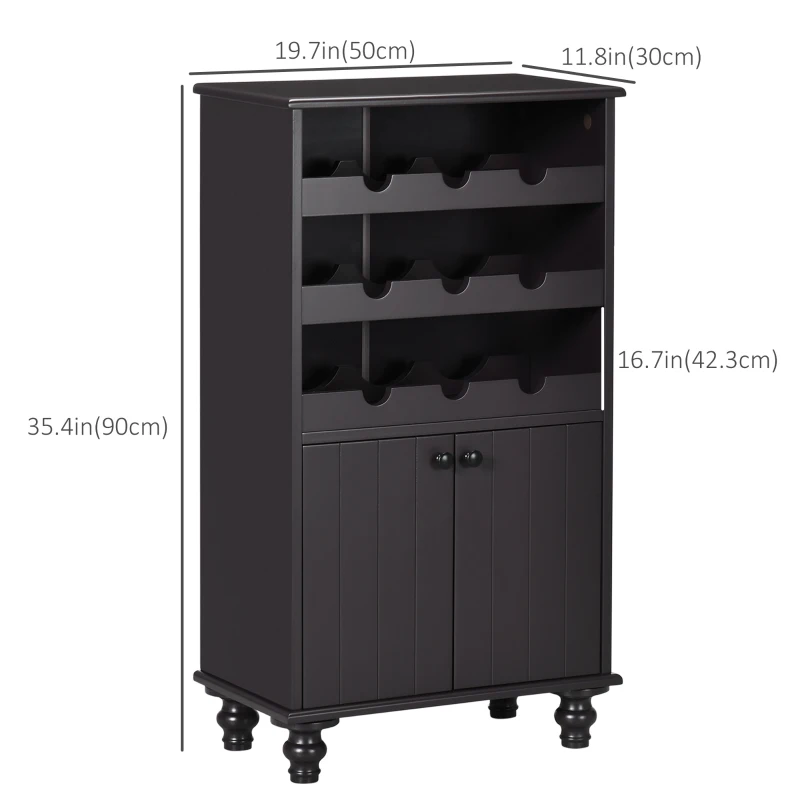 HOMCOM Modern Liquor Cabinet, Wine Cabinet with 9-Bottle Wine Rack, Kitchen Sideboard with Storage Cupboard for Home Bar, Brown