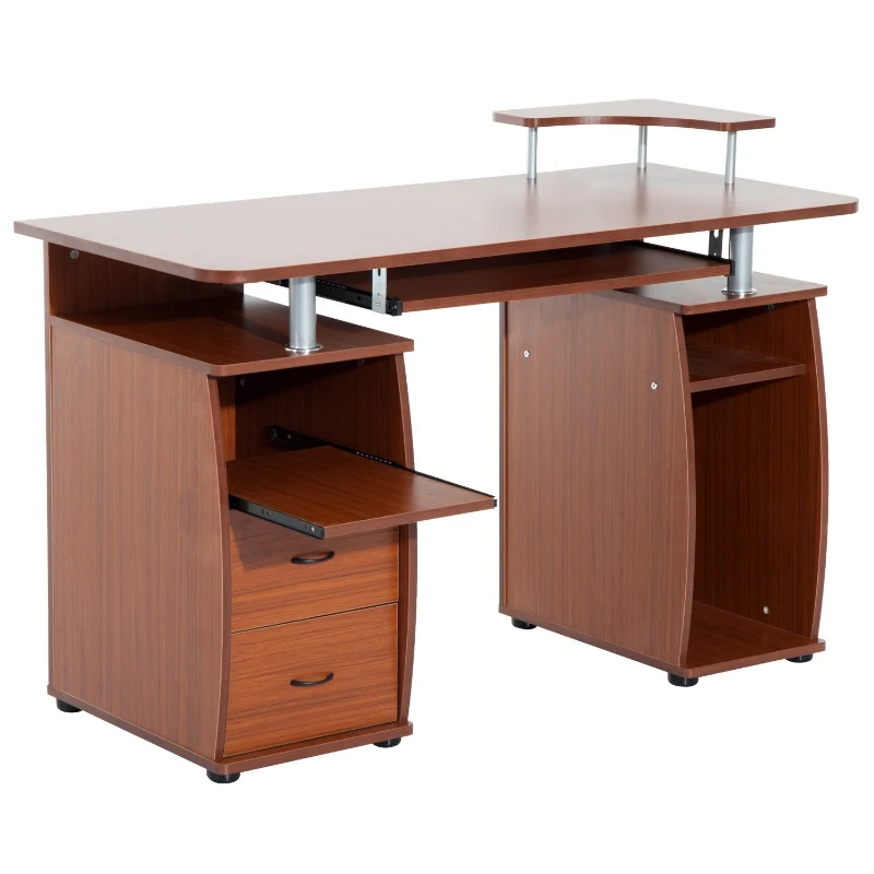 HOMCOM Computer Table Desk PC Desktop Drawer Home Office Furniture Walnut