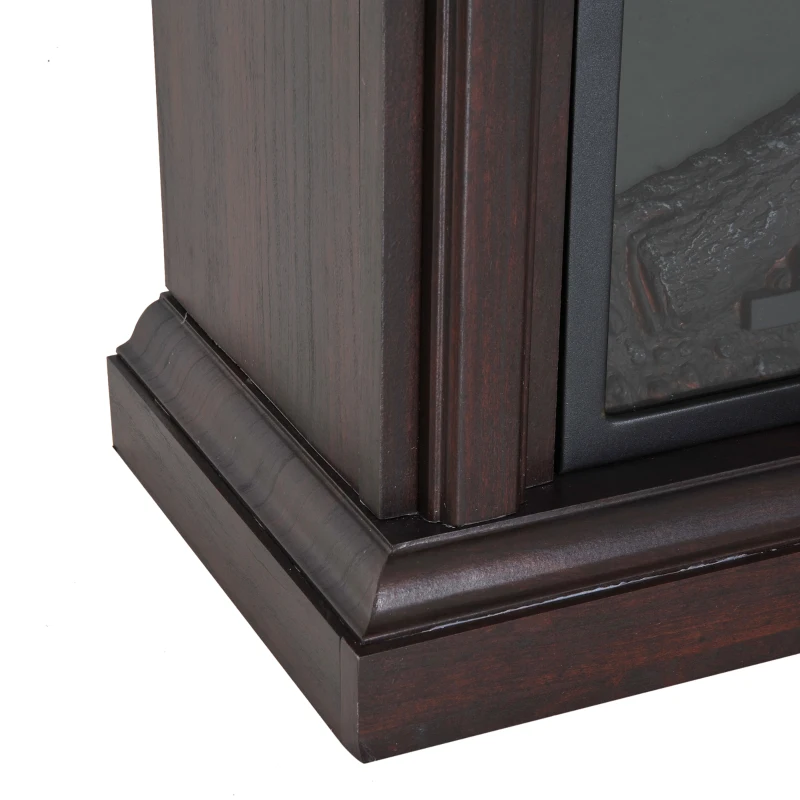 HOMCOM 31" Electric Fireplace with Dimmable Flame Effect and Mantel, Freestanding Space Heater with Log Hearth and Remote Control, 1400W, Dark Brown