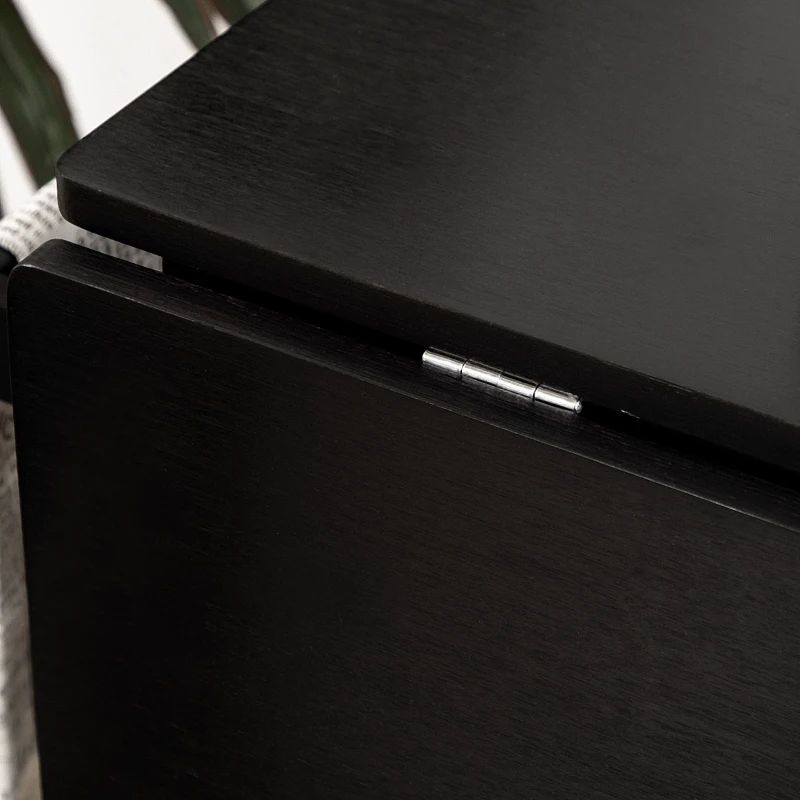 HOMCOM Bamboo Breakfast Cart 3 Piece Kitchen Trolley with Drop Leaf Table and 2 Square Stools, Coffee Brown