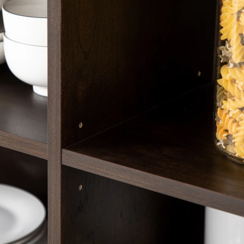 HOMCOM 72" Kitchen Pantry, Buffet with Hutch, Cupboard for Microwave, 2 Door Cabinets, Wine Glasses Rack, Wine Rack, Brown