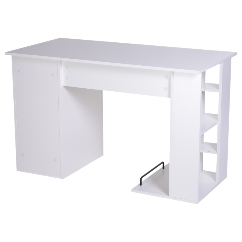 HOMCOM Computer Desk Writing Table Laptop PC Workstation with Storage Shelves Drawer Keyboard Tray Home Office White