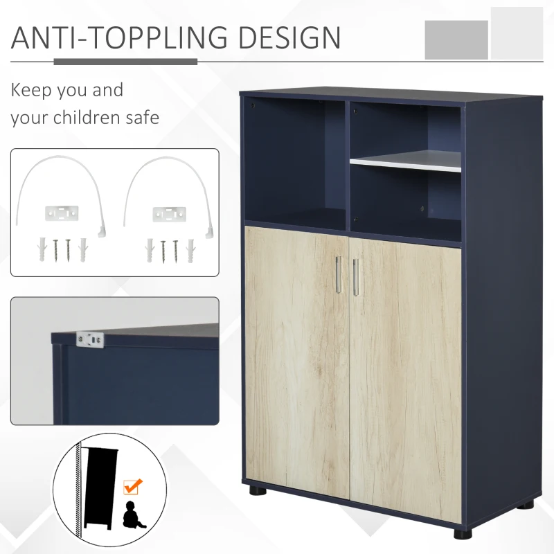 HOMCOM Multifunctional Bookcase with Doors Display Shelves Storage Cabinet for Books, Photos, Decorations, Home Office